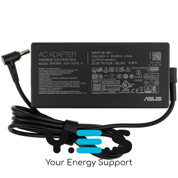 Зарядний адаптер для ноутбука ASUS 180W (20V/9A), штекер 6.0×3.7мм PIN, чорний, прямокутний