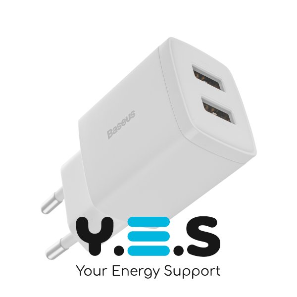 Зарядное устройство Baseus Compact Charger 2U 10.5W EU White (2USB) (CCXJ010202)