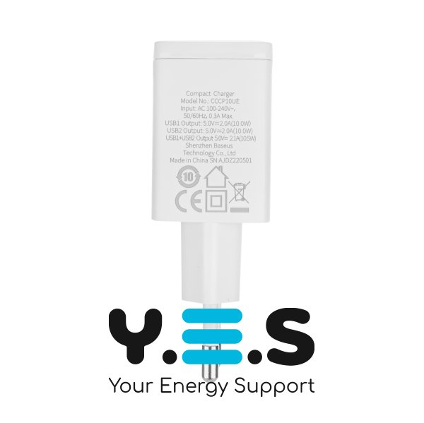 Зарядное устройство Baseus Compact Charger 2U 10.5W EU White (2USB) (CCXJ010202)